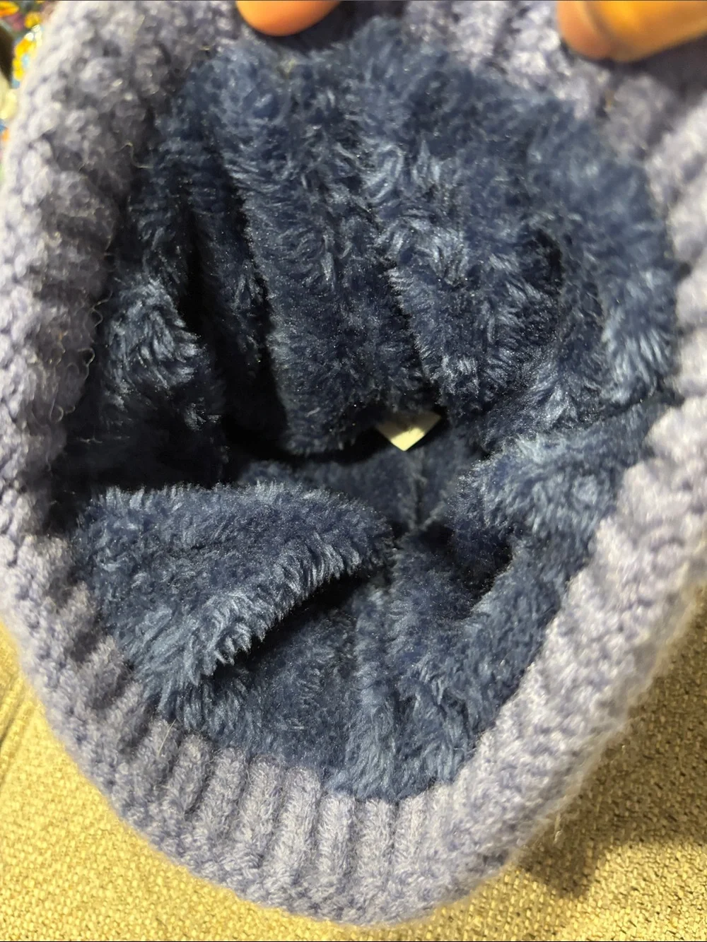 UGG Ribbed Knit Beanie in Periwinkle Blue with Leather Logo